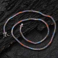 Chaîne tennis à trois griffes de 2 mm, superposée avec une chaîne de cou tendance, bijoux fantaisie