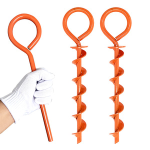Piquets de tente spirale orange 13,5 pouces en métal, ancres de sol pour camping extérieur avec poignée à boucle - Product Image 1