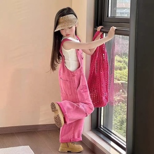 Comodo Completo Rosa a Due Pezzi per <span class=keywords><strong>Bambine</strong></span> con Salopette a Gamba Larga e Gilet Senza Maniche per Stagioni di Transizione - Product Image 2