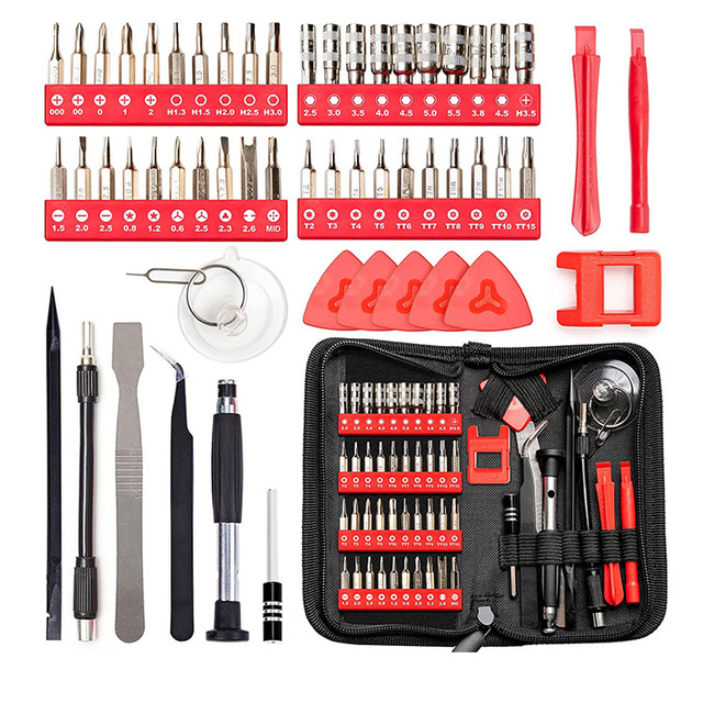 56pc Plastic Precision Screwdriver Driver Bits Kit Phillips/Trox/Pentalobe Heads Tool Bag Color Box-OEM/ODM Ready for