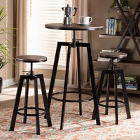Table de bar haute ronde en bois avec pieds en métal, mobilier commercial pour cuisine, salle à manger, restaurant