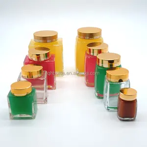 Elegante Quara Vierkante Vorm Luxe Hoge Kwaliteit Birdnest Glas Honing Vogelnest Jam Pot Pot Met Plastic Cover In Bulk