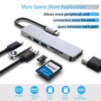 VCOM 6 Port USB Tipe C Hub dengan 4K HDMI USB 3.0 TF pembaca kartu SD PD 3.0 60W adaptor Multiport dock USB