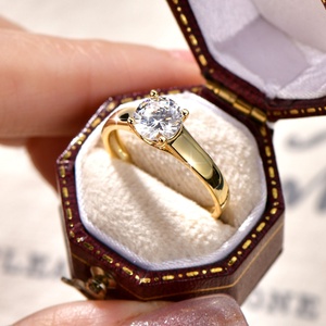 Factory Wholesale Round Cut Cubic Zirconia <b>Solitaire</b> <b>Rings</b> 14k Gold Filled Status Wearing Jewelry for Women - Product Image 4
