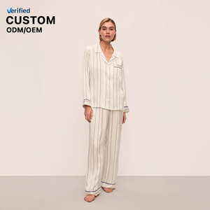 Pigiama in cotone personalizzato da donna Joymay Set pigiama 2 pezzi morbido abbigliamento a righe Casual modale <span class=keywords><strong>per</strong></span> comode notti estive - Product Image 1