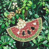 Métal Plaqué Argent Strass Pastèque Forme pour Cristal Zircon Support Palestine Charme Broche Pin Badge Palestinien