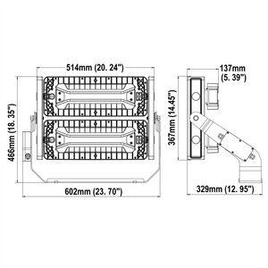 Reflector LED para grandes áreas, 60.2 cm de ancho, 46.6 cm de alto, 32.9 cm de profundidad, iluminación exterior de alta potencia - Product Image 2