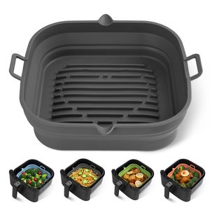 Rivestimenti Quadrati Pieghevoli in Silicone per <span class=keywords><strong>Friggitrice</strong></span> <span class=keywords><strong>ad</strong></span> <span class=keywords><strong>Aria</strong></span> da 9 Pollici, Grado Alimentare LFGB, Antiaderenti e Porosi, <span class=keywords><strong>Accessori</strong></span> per <span class=keywords><strong>Friggitrice</strong></span> <span class=keywords><strong>ad</strong></span> <span class=keywords><strong>Aria</strong></span> - Product Image 1