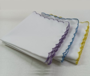 Wholesale Custom Brand Fashion White Lace Scallop Edge Lady Monogrammed Cotton Embroidered Wedding Handkerchiefs for <strong>Happy</strong> <strong>Tears</strong> - Product Image 3