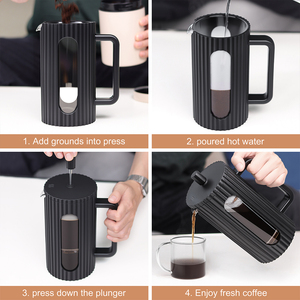 Vente à chaud Cafetera <span class=keywords><strong>De</strong></span> Prensa Francesa avec système <span class=keywords><strong>de</strong></span> 3 filtres Presse française en verre borosilicaté à haute température pour la cuisine - Product Image 2