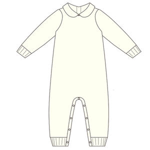 Bebé llevar a casa traje botón trasero suéter canastilla <span class=keywords><strong>para</strong></span> Recién Nacido azul manga larga mameluco bordado piqué blanco cuello canastilla Bébé - Product Image 6