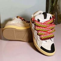 Sneakers de luxe Lanvim originales de haute qualité, à lacets, en PU, avec empeigne souple en patchwork, rehaussantes, antidérapantes et confortables