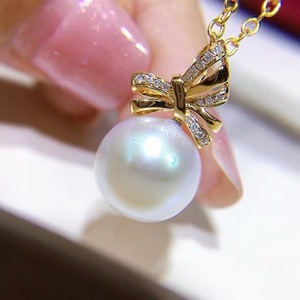 Wenchi Zhuji <b>925</b> <b>Sterling</b> <b>Silver</b> Pendant with Australian White Natural Pearl 11-12mm Strong Light <b>China</b> <b>Wholesale</b> Product - Product Image 2