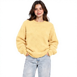 Pull en mohair vintage pour homme, surdimensionné, à rayures, col rond, tricoté à la main, jacquard, tricot d'hiver, OEM, ODM, design personnalisé - Product Image 1