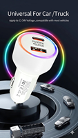 Chargeur de voiture super rapide QC30W PD30W 2 ports USB A Type C noir blanc avec lumière LED et logo personnalisé, fabrication en usine