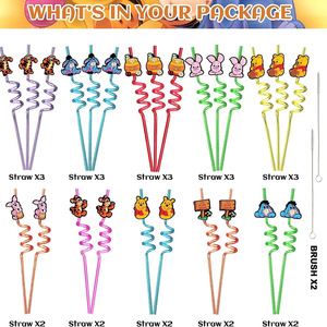 Accesorio de pajita en espiral a juego de Winnie the Pooh y Tigger, juego creativo para <span class=keywords><strong>bar</strong></span>, listo para usar en fiestas - Product Image 2