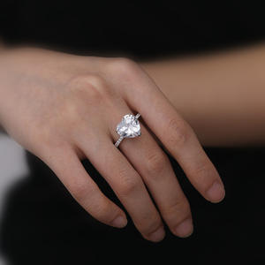 12*12mm luxe en argent sterling 7.5 carat propre coeur rose diamant bagues femmes fiançailles - Product Image 4