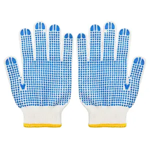 Anti-skid resistances single side PVC dotted hand knitted work gloves