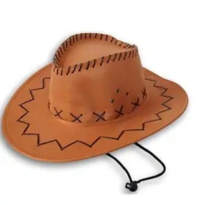 Vintage Dress Up Halloween Costume Cowboy Hat - Crown Measures 7 x 8.25 Inches W892
