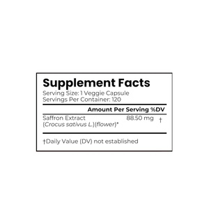 Suplementos de Azafrán para Adultos OEM/ODM, Cápsulas de Extracto Puro para el Estado de Ánimo, Energía, Sueño, Estrés, Soporte del Cortisol, Sin GMO, Vegano, Sin Gluten - Product Image 2