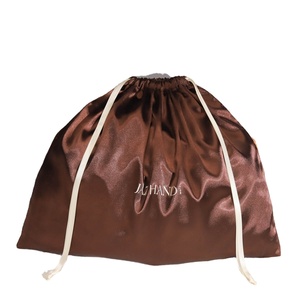 High End Brown Satin Handbag Underwear Scarf Drawstring Dust Pouch with logo Luxury Satin Drawstring Storage Bag - Product Image 2