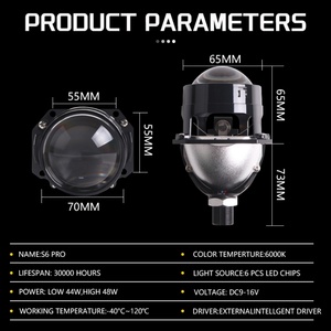 Sanvi Factory - Prix bas - Nouveau design - Lentille de projecteur Bi LED S6 Pro de 2,5 pouces - 6000K - 48W/pcs - Lentille de phare LED - Product Image 6