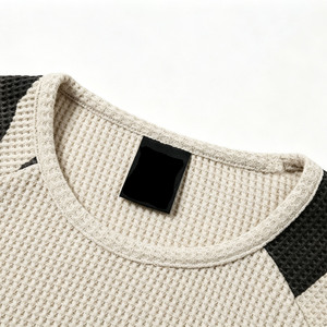 Men Waffle Knit Long Sleeve T-Shirt <b>Camo</b> Print Raglan Sleeve Crew Neck Casual <b>Top</b> Oversized Breathable Regular Fit - Product Image 3