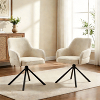 Chaises de salle à manger modernes en tissu bouclé, durables, 2 pièces/carton, vente en gros 360 °   Chaises de salle à manger pivotantes avec capacité de charge (≥150 kg)