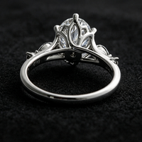 Bague de fiançailles en platine PT950 certifiée IGI 2 carats avec diamant taille ovale et pierres latérales marquise, bague de promesse de mariage solitaire pour femme