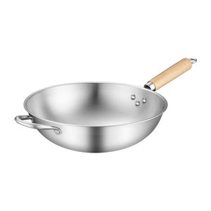 Stainless Steel Wok 32Cm Non-Stick For Gas And Induction Cooking With Wooden Handle - Product Image 3