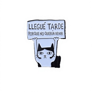 Divertido Pin de Esmalte <span class=keywords><strong>en</strong></span> Español: Llegue Tarde Porque No Quería Venir, Broche, Pin de Solapa, Regalo de Graduación, Joyería Divertida al por Mayor - Product Image 1