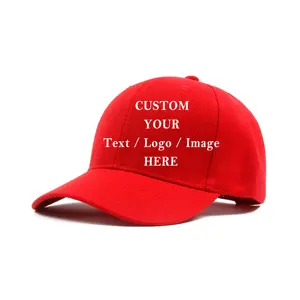 Custom 6 Panel Structured Cotton Running Sports Red Baseball Cap For Men With 3D Raised Embroidery Logo Two Tone Hats