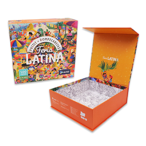 Colorful Puzzle Paper Magnetic Closure Gift Box Packaging Luxury Large Book Style Box