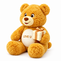 Boîte cadeau dorée LOVE U, ours en peluche personnalisé avec texture bouclée pour des cadeaux romantiques personnalisés