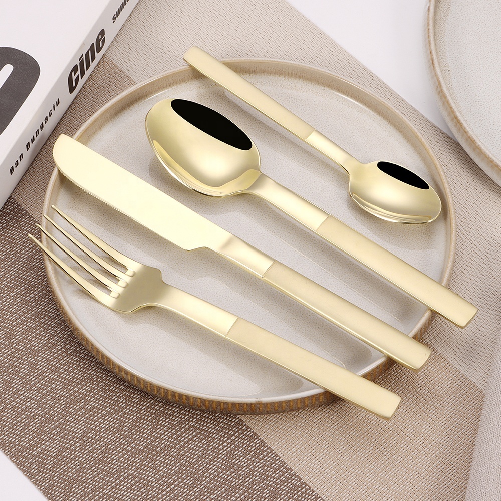 Factory Price Luxury Champagne Gold Stainless Steel Cutlery Set Modern Flatware Including Spoon Knife Fork Wholesale Bulk · image 2