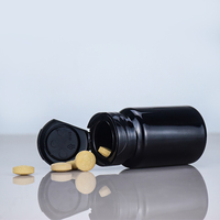 Botol plastik PET hitam desain baru untuk vitamin dan pil kecil kapasitas 100ml dengan tutup sekrup untuk penggunaan obat