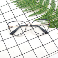 Montures de lunettes œil-de-chat tendance, style informatique, en métal, avec branches torsadées, verres PC, pour adultes, avec étui à lunettes