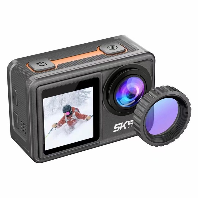 High Quality 5K Touch Waterproof Action Camera Dual Colorful Screen 4K 5K with WIFI and EIS Tracking Head