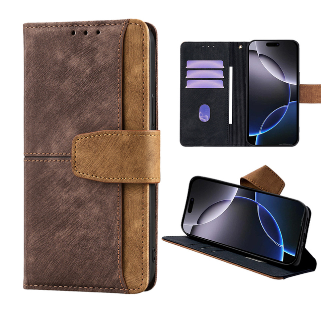 Lichicase Premium Business Leather Wallet Case for Honor X7E X7E Plus Play90 Plus Splice Flip Stand Back Cover