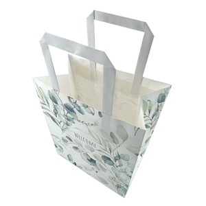 OEM Thank You <b>Paper</b> <b>Packaging</b> Bag White Kraft Gift Bag Making Machine Recycle Bag With Flat Handle - Product Image 3
