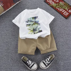 2022 yiwu Summer Fashion children clothes set Casual kids boys Shirt Top and denim Shorts 2 Piece Sets 1-5 Years Old Daily Wear