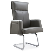 Fauteuil de conférence moderne en cuir de luxe confortable et de haute qualité avec hauteur réglable, base chromée et accoudoirs