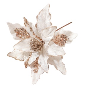 DAMAI Fleurs de Noël artificielles en tissu de velours faites à la main de haute qualité Nouveaux produits pour la décoration de l'arbre de Noël - Product Image 5