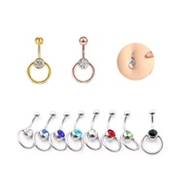 Vente en gros de piercing de nombril personnalisé pour mariage et enfant, en titane G23, avec zircon en forme de boule, sertissage double clos, zircon délicat