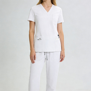 Conjuntos de Uniformes de Enfermería, Uniformes Médicos Unisex <span class=keywords><strong>para</strong></span> Doctores y Enfermeras, Parte Superior y Pantalones de Tela de Poliéster con Múltiples Bolsillos - Product Image 4