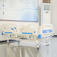 Lit d'hôpital manuel à 3 manivelles en ABS avec dossier réglable et système de levage en hauteur pour chambre individuelle