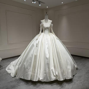 Abito da Sposa Stile Principessa Xx41 Senza Spalline con Schiena Allacciata Ricamo Arricciato in Raso Lungo Jancember - Product Image 2