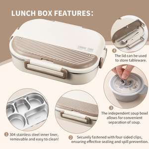 304 Stainless Steel Bento <strong>Lunch</strong> Box Set with Insulated <strong>Bag</strong> Food Containers Compartment Design Dishwasher Safe <strong>Lunch</strong> Box <strong>for</strong> <strong>Kids</strong> - Product Image 2