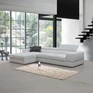 โซฟาหนังสีขาวสไตล์มินิมอลลิสต์เฟอร์นิเจอร์ห้องนั่งเล่นขนาดเล็กแบบรอยัลนางสนมเข้ามุมลงโซฟา - Product Image 1