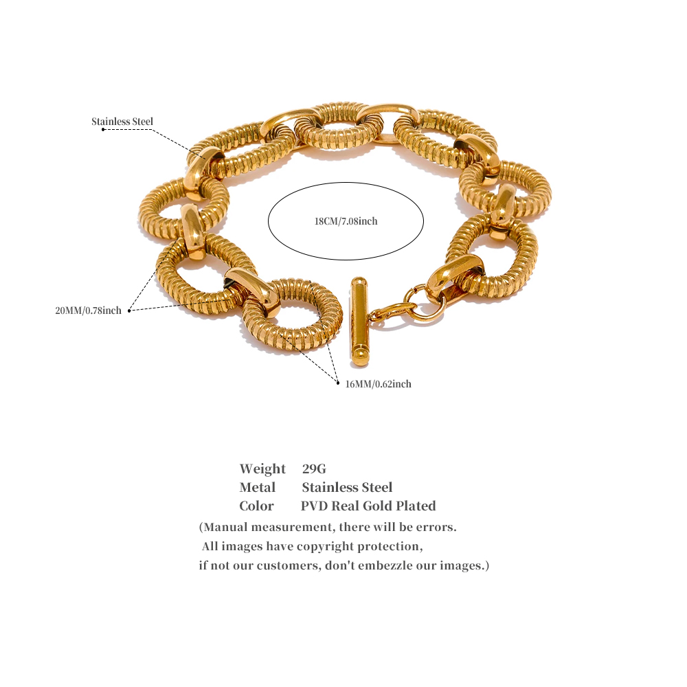 JINYOU 3735 316L Stainless Steel Metal Texture Oval Chain
